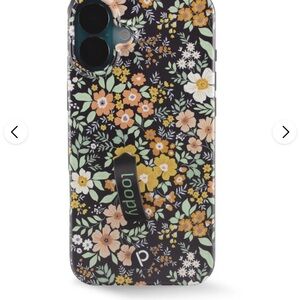 Loopy Case Black Floral Phone Case with Green Loop and Yellow Peach Flowers